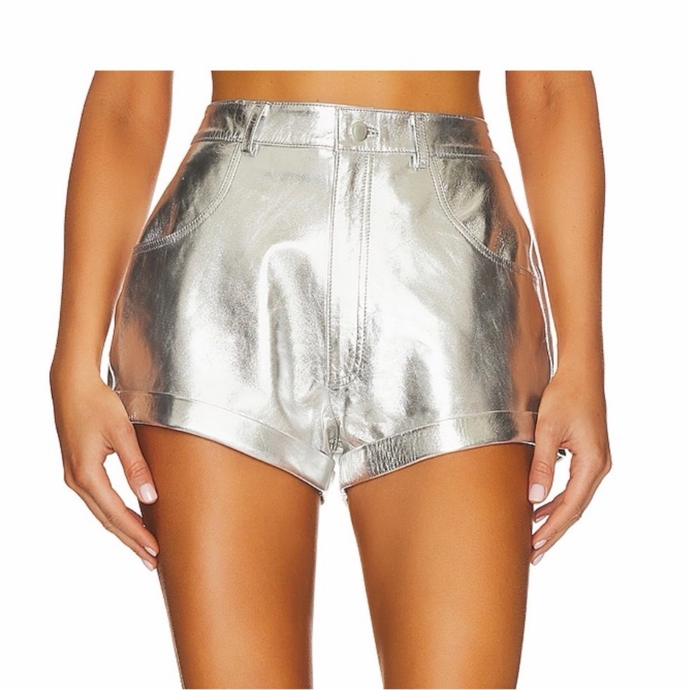New, Never Worn, Lovers + Friends Leather Short 227 in Silver